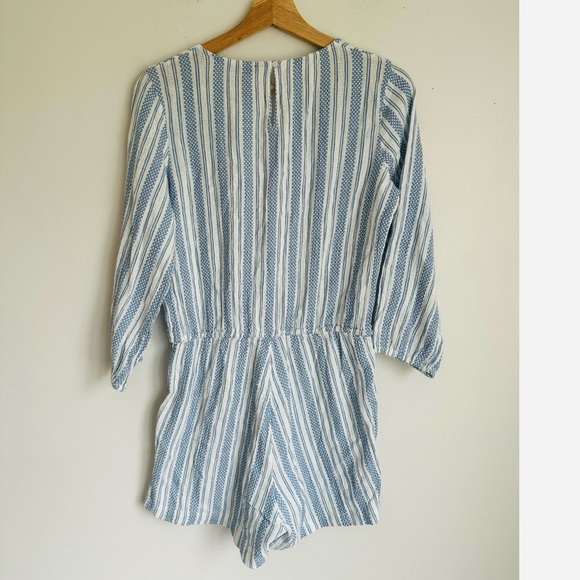 NWT J. Crew Stripe Gauze Romper in Blue and White - Picture 5 of 6